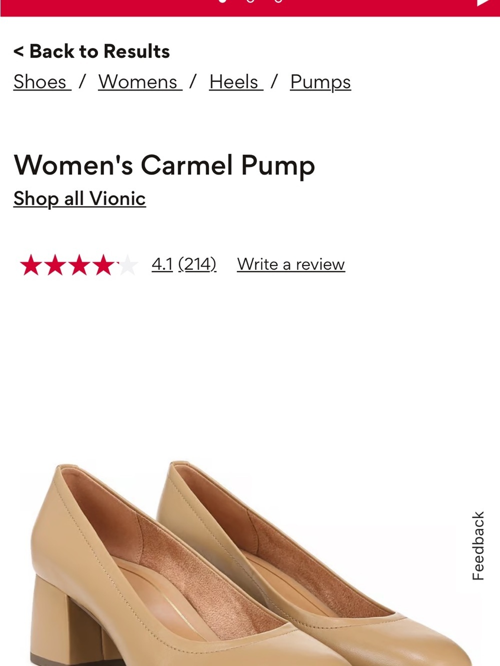 Vionic Women's Carmel Block Heel Pump in Tan